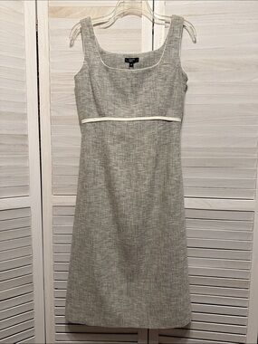 Philippe Adec Neutral Cream-Tan Textured Sheath Dress. Size 4